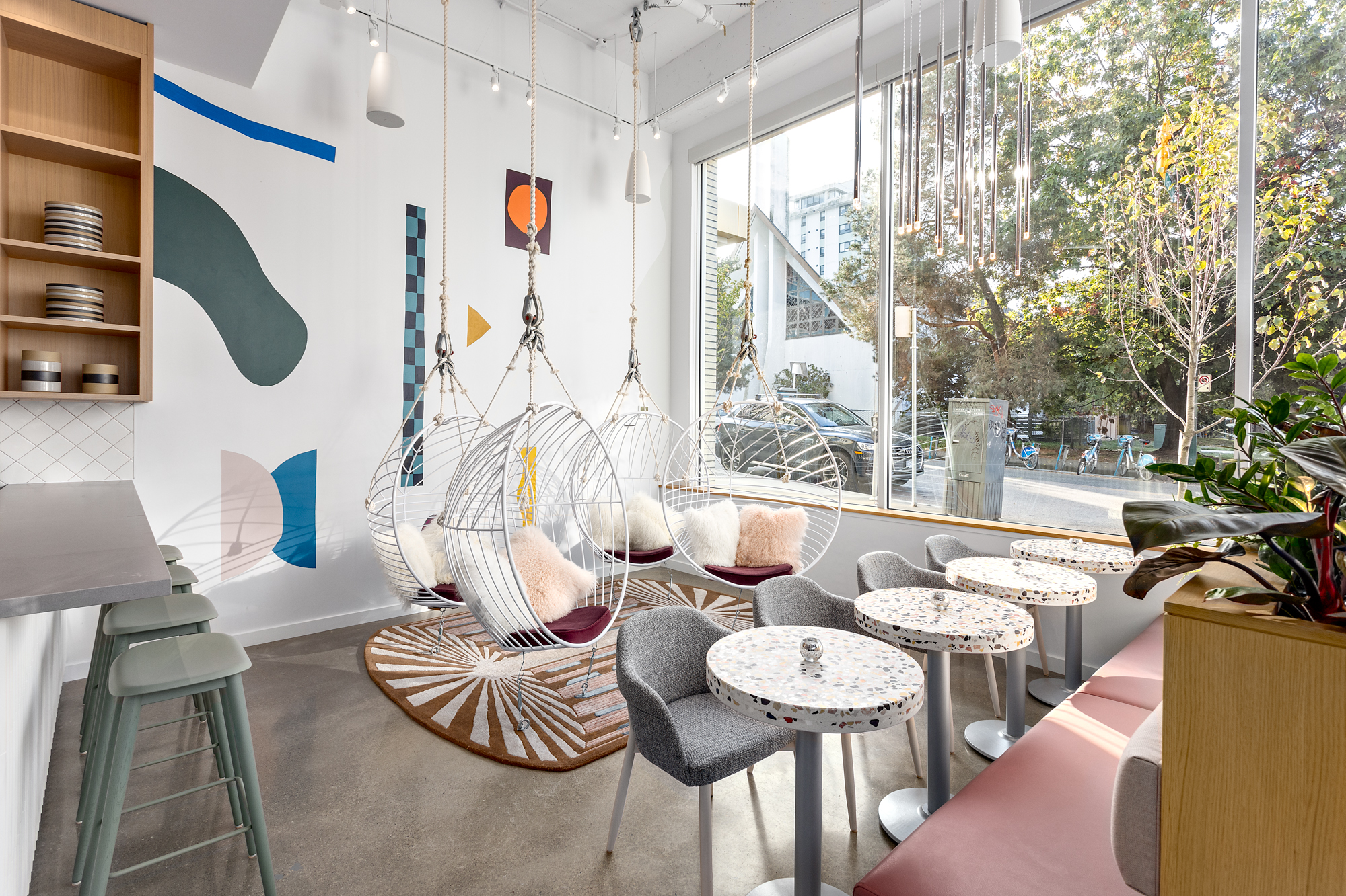 Hanging Cocoon Chairs | Commercial Construction by Pacific Solutions Contracting